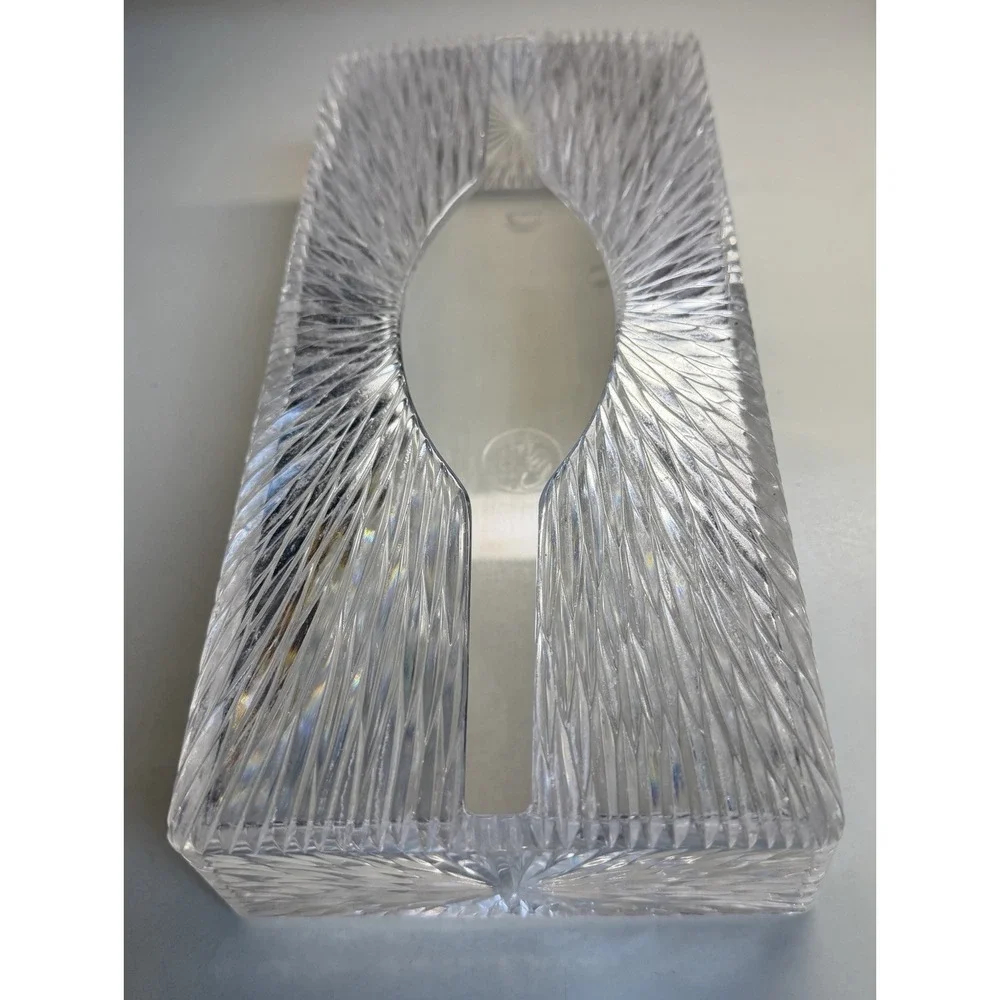 Celebrity Inc Art Deco Lucite Tissue Box Cover Clear Acrylic 10